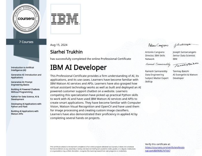 IBM AI Developer Professional Certificate